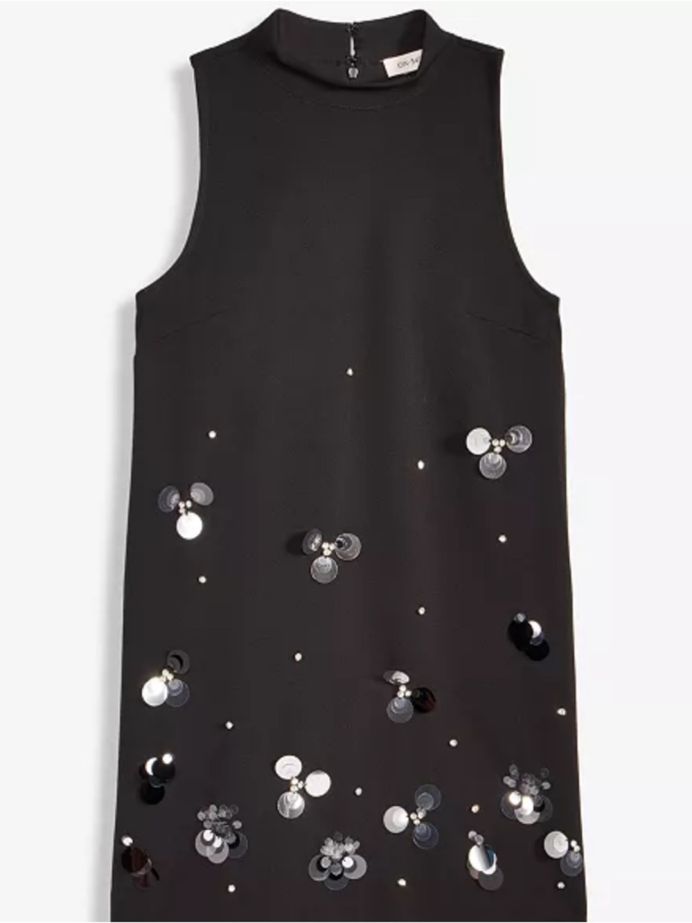 Sleeveless Black Mini Dress with Mock Neck